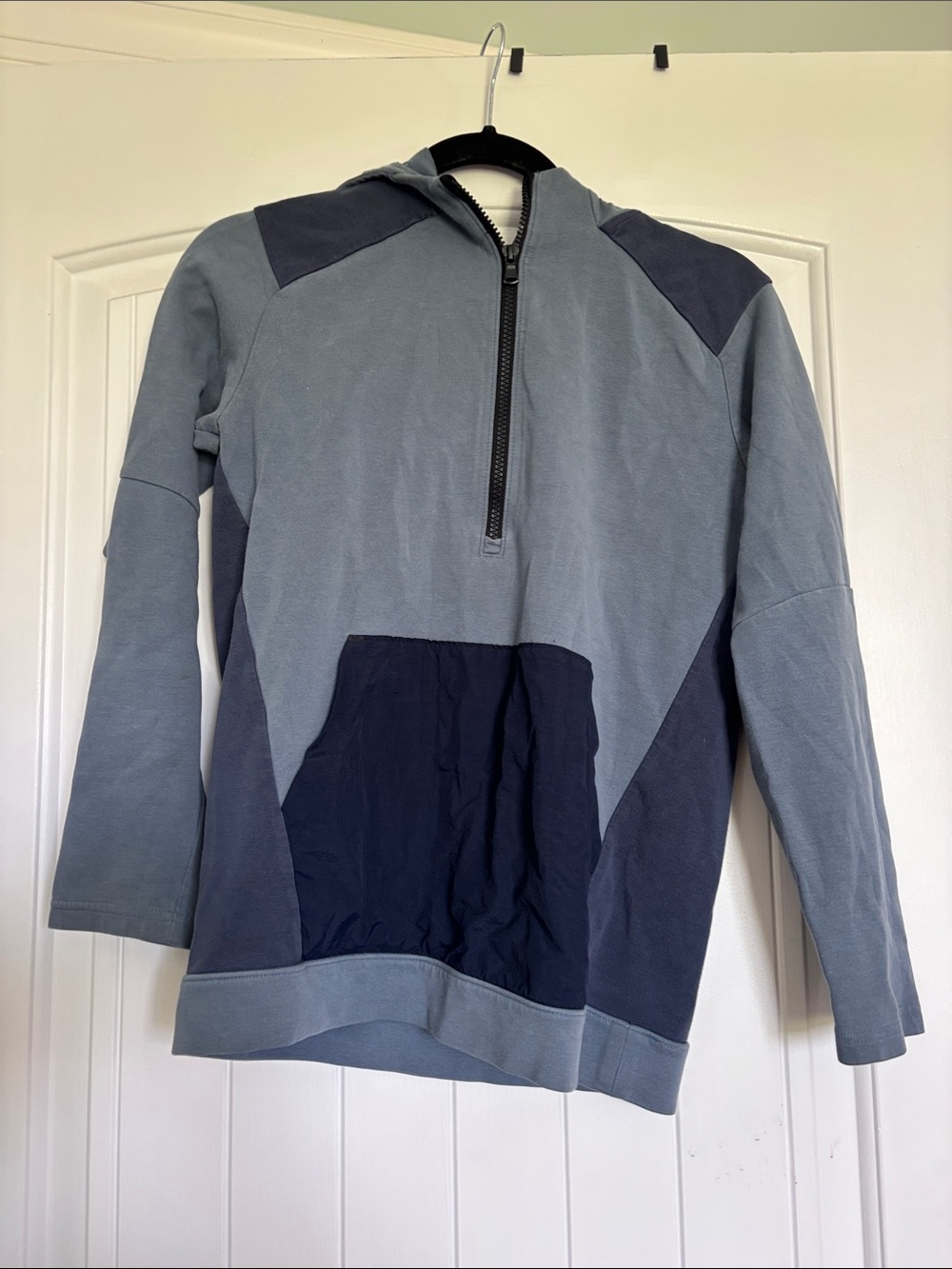 Old Navy Blue and Navy Quarter-Zip Hooded Kids Sweater